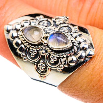 Rainbow Moonstone Rings handcrafted by Ana Silver Co - RING79843