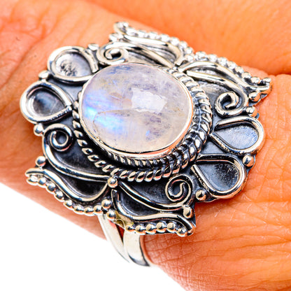 Rainbow Moonstone Rings handcrafted by Ana Silver Co - RING79844