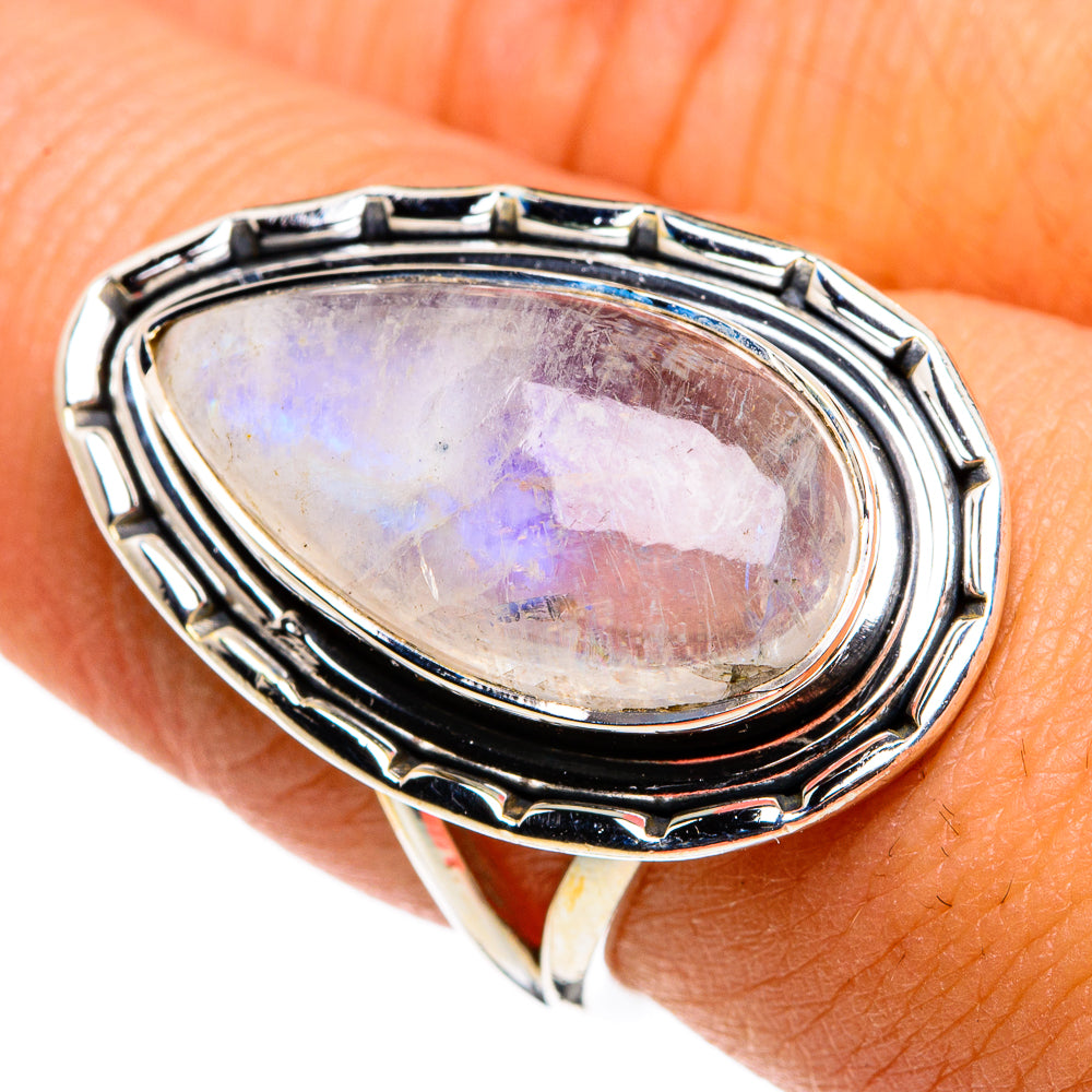 Rainbow Moonstone Rings handcrafted by Ana Silver Co - RING79875