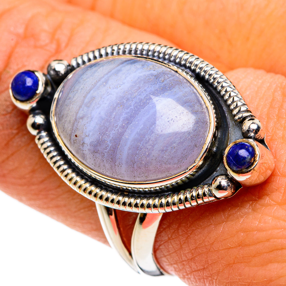 Blue Lace Agate Rings handcrafted by Ana Silver Co - RING79906