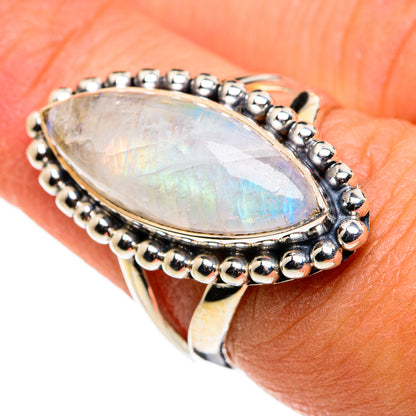 Rainbow Moonstone Rings handcrafted by Ana Silver Co - RING79909