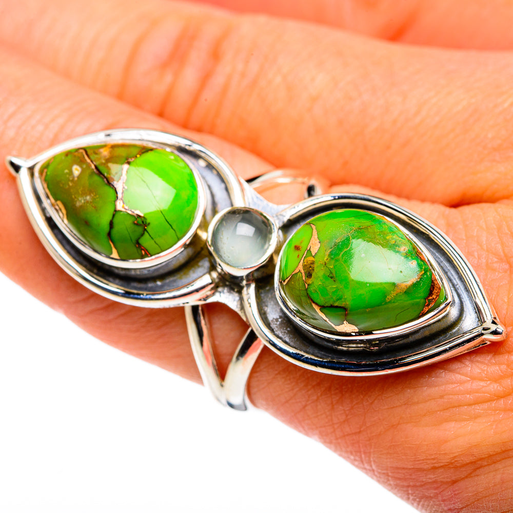 Green Copper Composite Turquoise Rings handcrafted by Ana Silver Co - RING79936