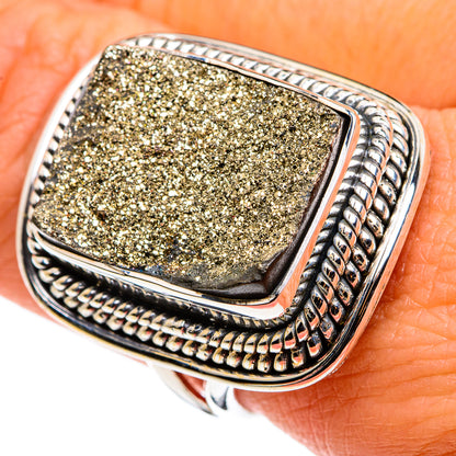 Spectro Pyrite Druzy Rings handcrafted by Ana Silver Co - RING79949