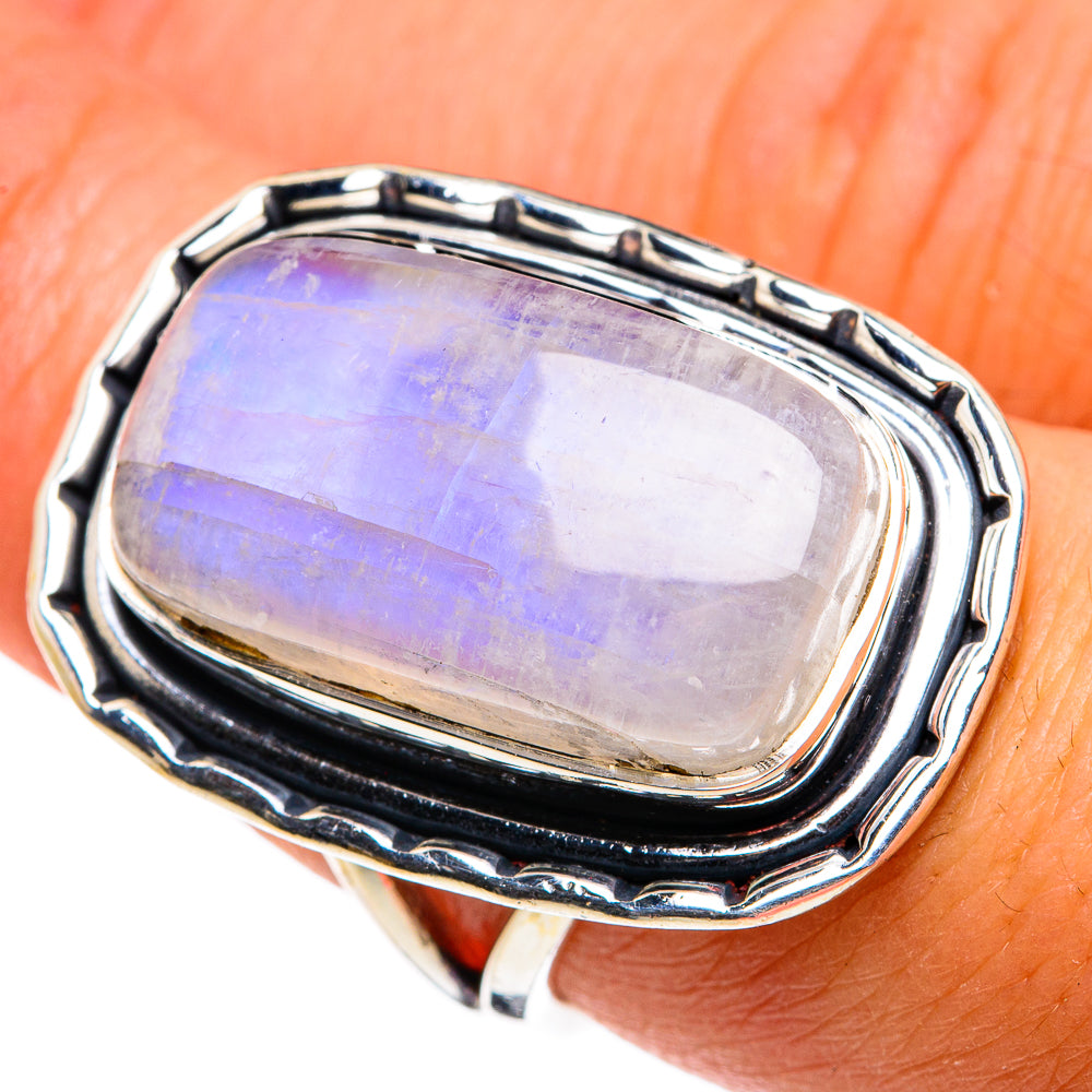 Rainbow Moonstone Rings handcrafted by Ana Silver Co - RING79953