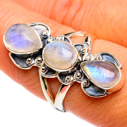 Rainbow Moonstone Rings handcrafted by Ana Silver Co - RING79954