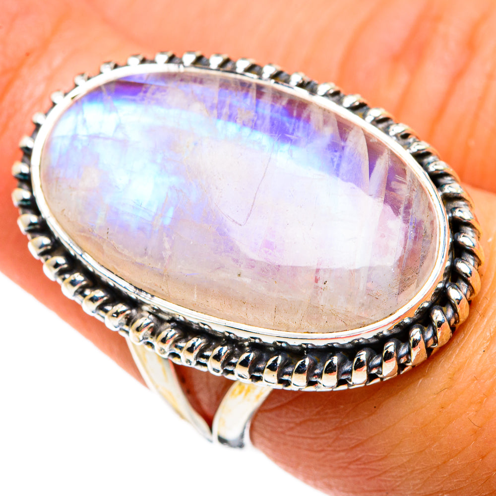Rainbow Moonstone Rings handcrafted by Ana Silver Co - RING79956