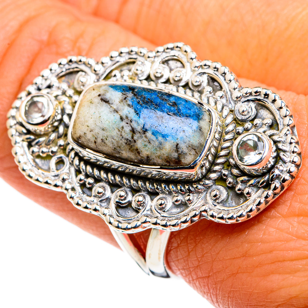 K2 Blue Azurite Rings handcrafted by Ana Silver Co - RING79964