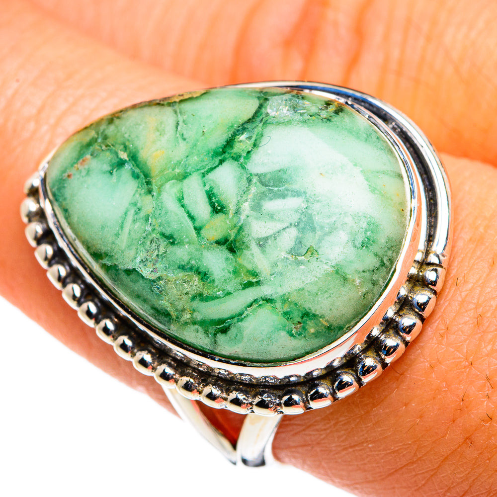 African Green Opal Rings handcrafted by Ana Silver Co - RING79966