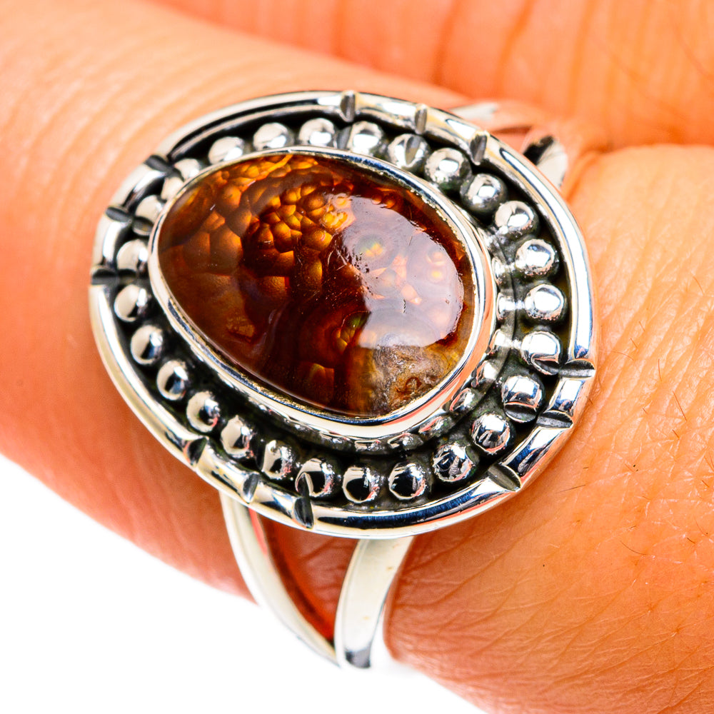 Mexican Fire Agate Rings handcrafted by Ana Silver Co - RING79985