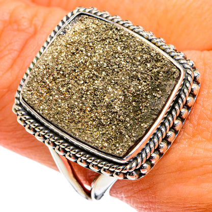 Spectro Pyrite Druzy Rings handcrafted by Ana Silver Co - RING79997