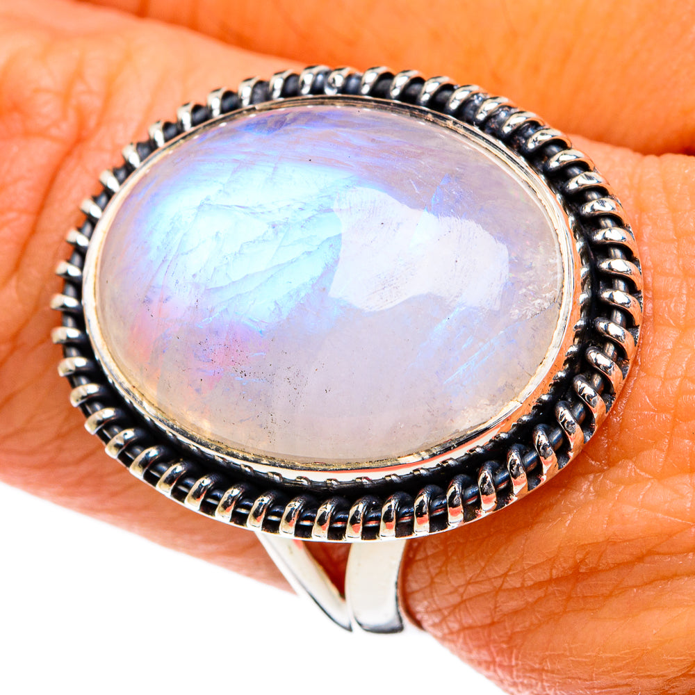 Rainbow Moonstone Rings handcrafted by Ana Silver Co - RING80002