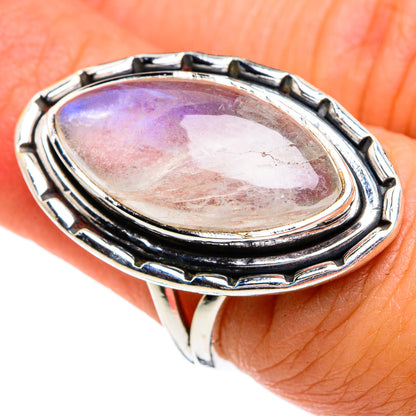 Rainbow Moonstone Rings handcrafted by Ana Silver Co - RING80036