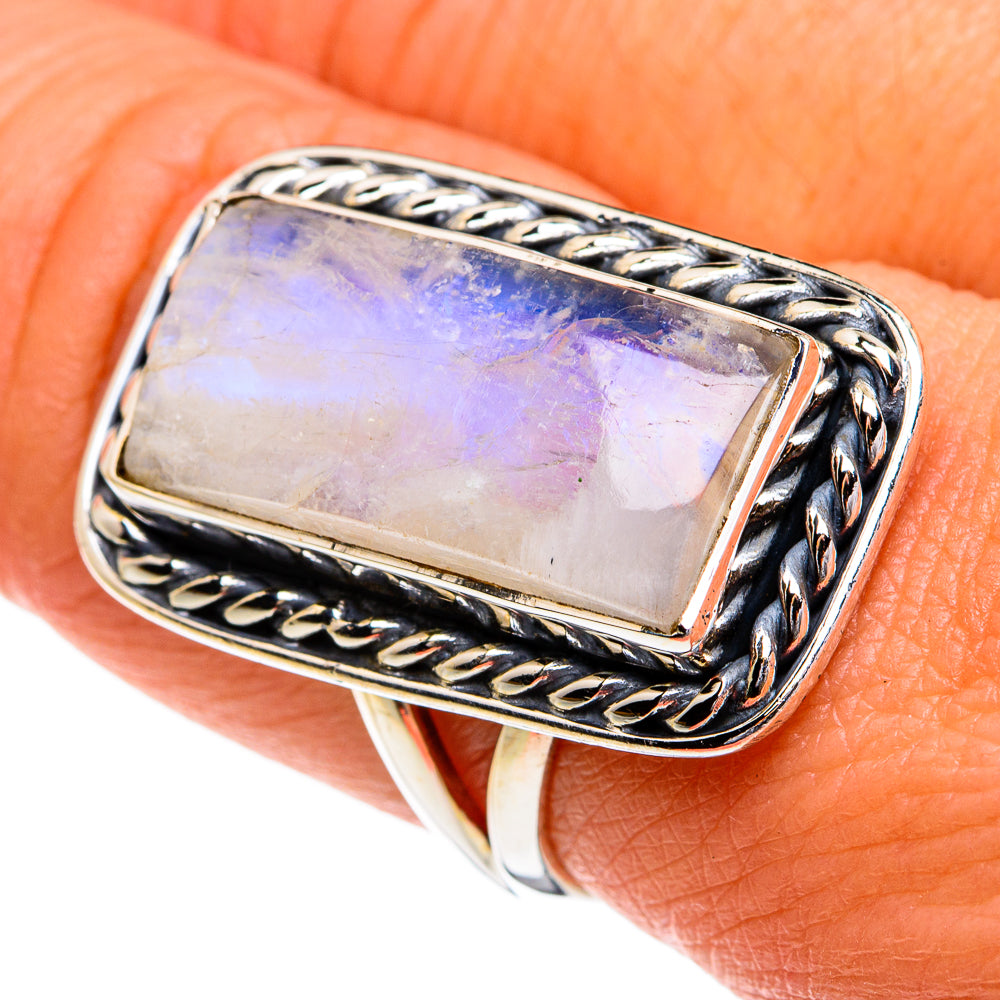 Rainbow Moonstone Rings handcrafted by Ana Silver Co - RING80037