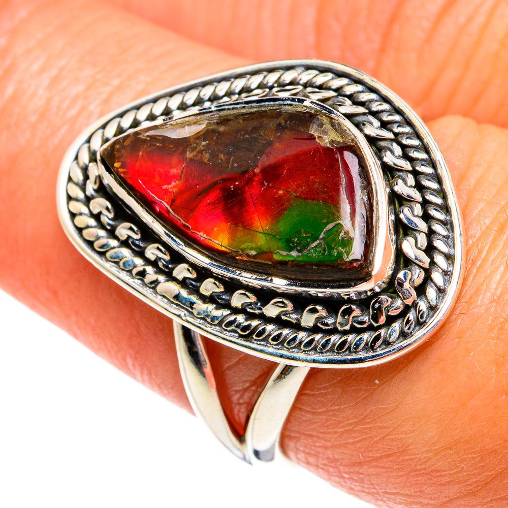 Ammolite Rings handcrafted by Ana Silver Co - RING80094