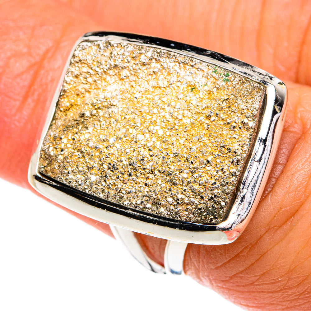 Spectro Pyrite Druzy Rings handcrafted by Ana Silver Co - RING80097