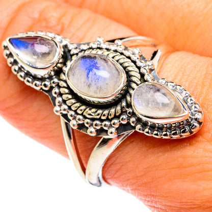 Rainbow Moonstone Rings handcrafted by Ana Silver Co - RING80101