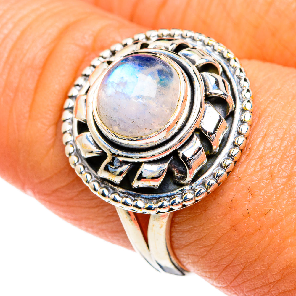 Rainbow Moonstone Rings handcrafted by Ana Silver Co - RING80134