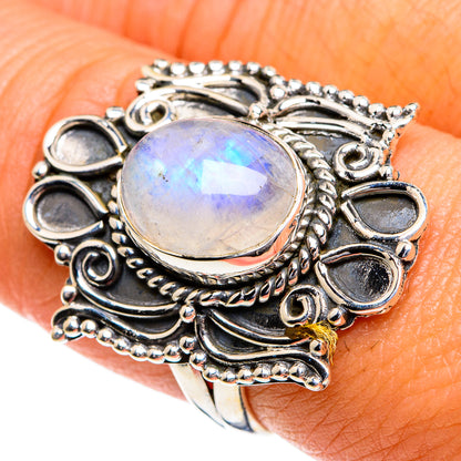 Rainbow Moonstone Rings handcrafted by Ana Silver Co - RING80136