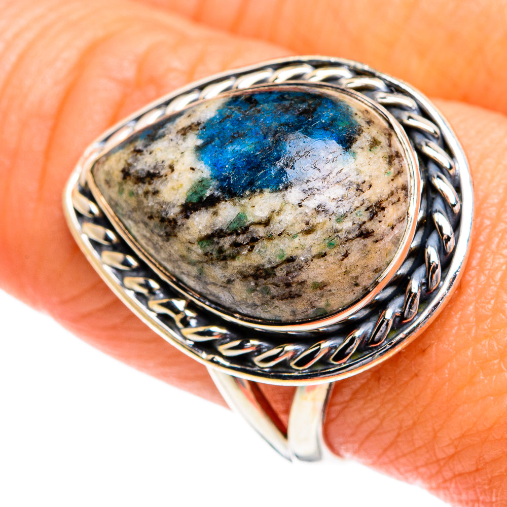 K2 Blue Azurite Rings handcrafted by Ana Silver Co - RING80145
