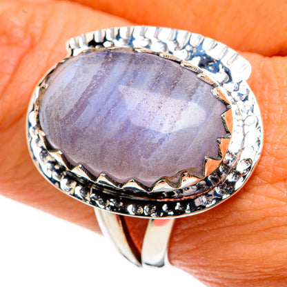 Blue Lace Agate Rings handcrafted by Ana Silver Co - RING80165