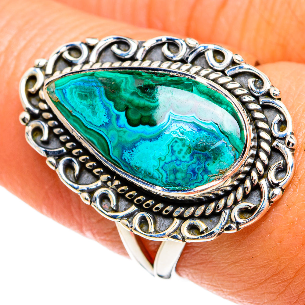 Malachite In Chrysocolla Rings handcrafted by Ana Silver Co - RING80170