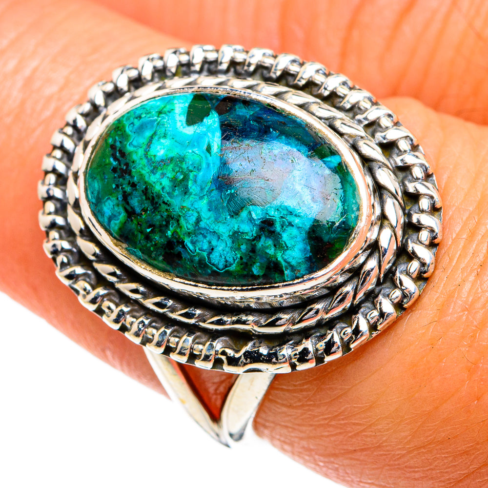 Malachite In Chrysocolla Rings handcrafted by Ana Silver Co - RING80171