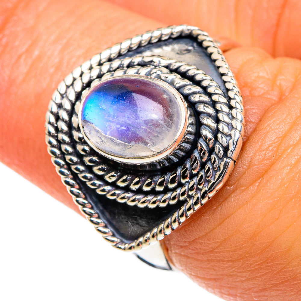 Rainbow Moonstone Rings handcrafted by Ana Silver Co - RING80193