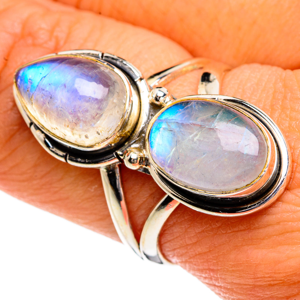 Rainbow Moonstone Rings handcrafted by Ana Silver Co - RING80194