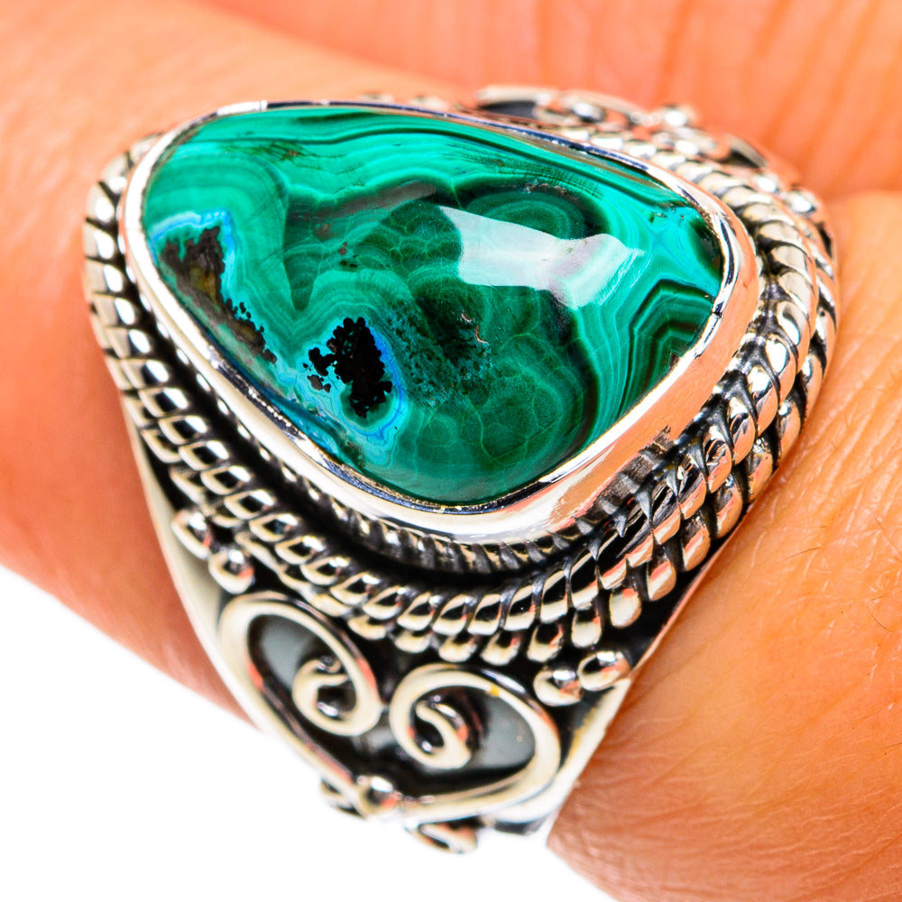 Malachite In Chrysocolla Rings handcrafted by Ana Silver Co - RING80206