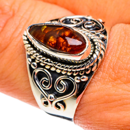 Mexican Fire Agate Rings handcrafted by Ana Silver Co - RING80211