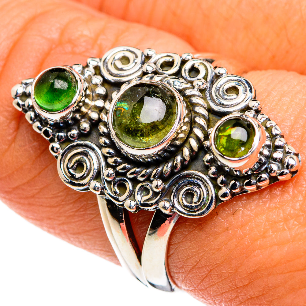 Green Tourmaline Rings handcrafted by Ana Silver Co - RING80251