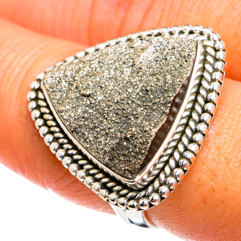 Spectro Pyrite Druzy Rings handcrafted by Ana Silver Co - RING80264