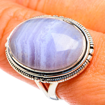 Blue Lace Agate Rings handcrafted by Ana Silver Co - RING80268