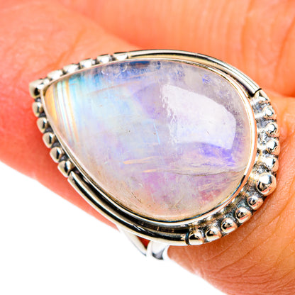 Rainbow Moonstone Rings handcrafted by Ana Silver Co - RING80296