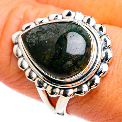Green Moss Agate Rings handcrafted by Ana Silver Co - RING80338