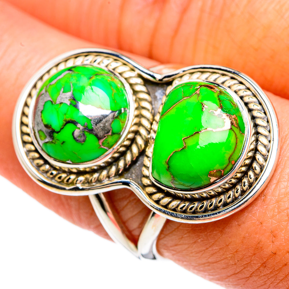 Green Copper Composite Turquoise Rings handcrafted by Ana Silver Co - RING80340