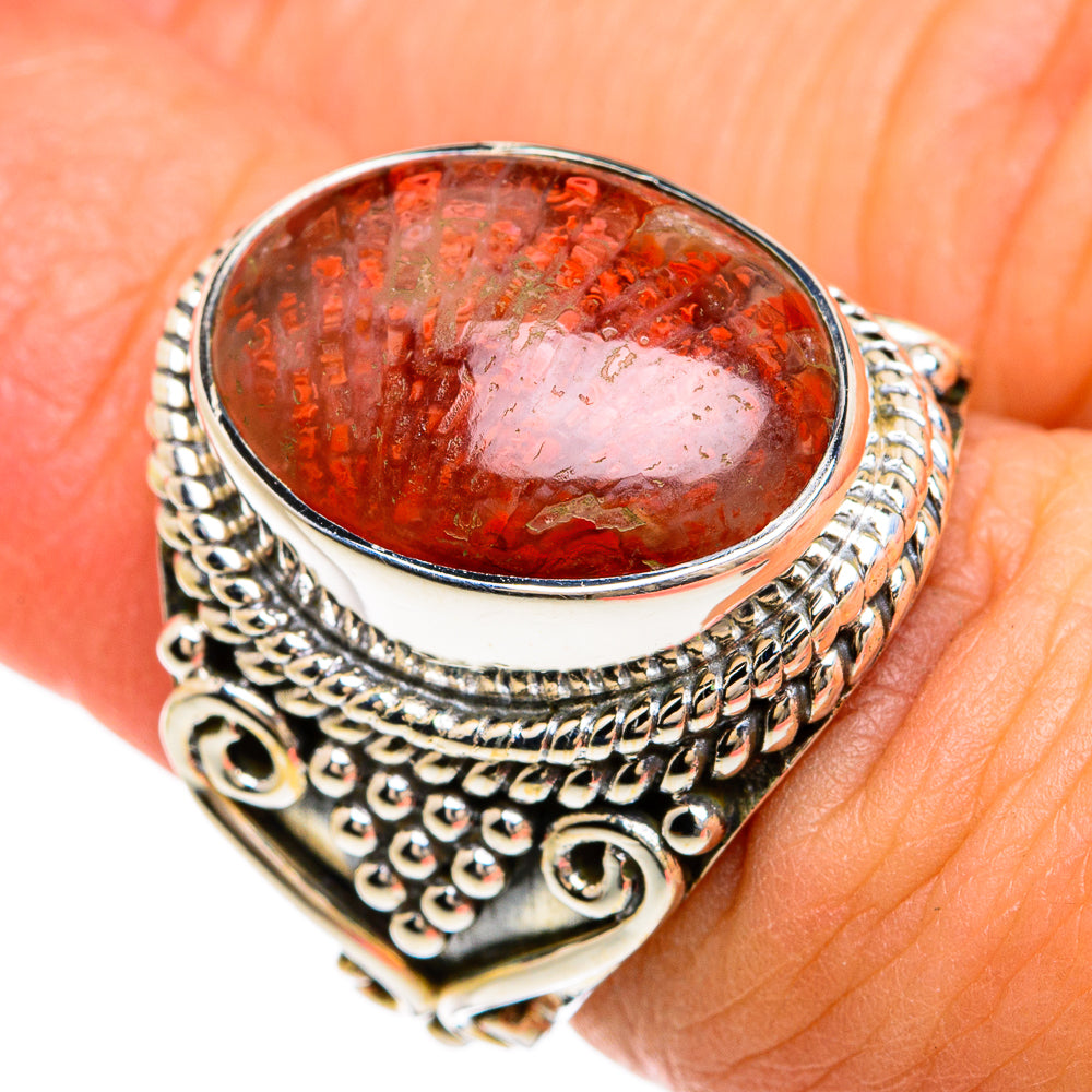 Red Horn Coral Rings handcrafted by Ana Silver Co - RING80346