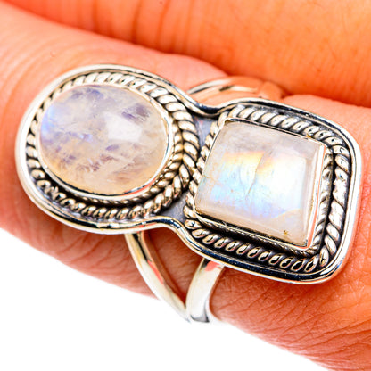Rainbow Moonstone Rings handcrafted by Ana Silver Co - RING80381