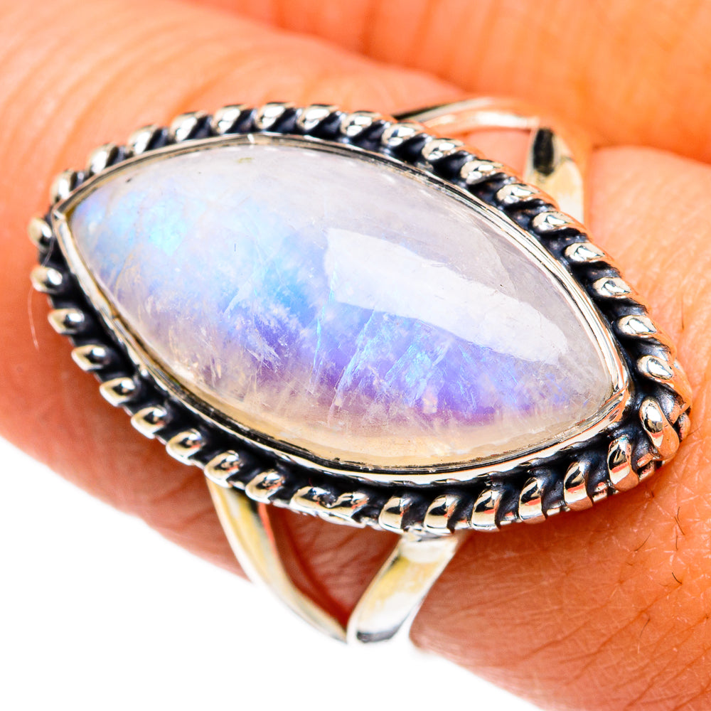 Rainbow Moonstone Rings handcrafted by Ana Silver Co - RING80382