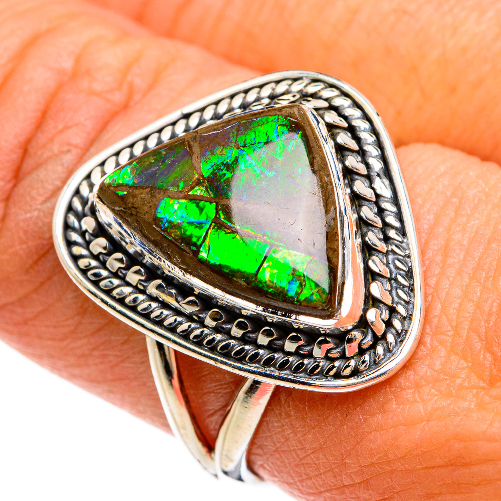 Ammolite Rings handcrafted by Ana Silver Co - RING80394