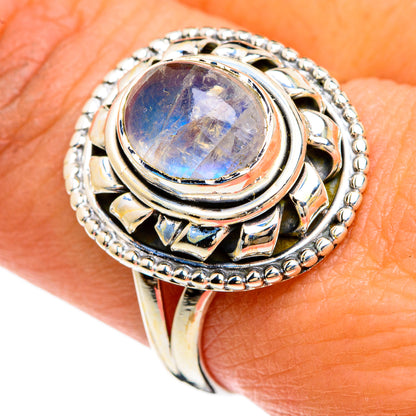 Rainbow Moonstone Rings handcrafted by Ana Silver Co - RING80409