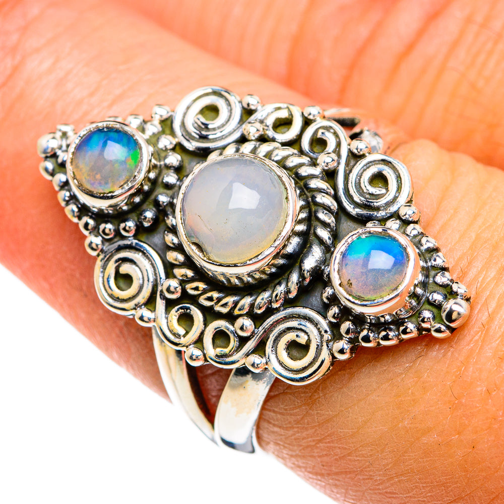Rainbow Moonstone Rings handcrafted by Ana Silver Co - RING80410