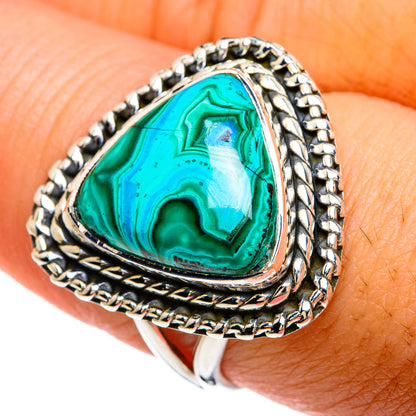 Malachite In Chrysocolla Rings handcrafted by Ana Silver Co - RING80419