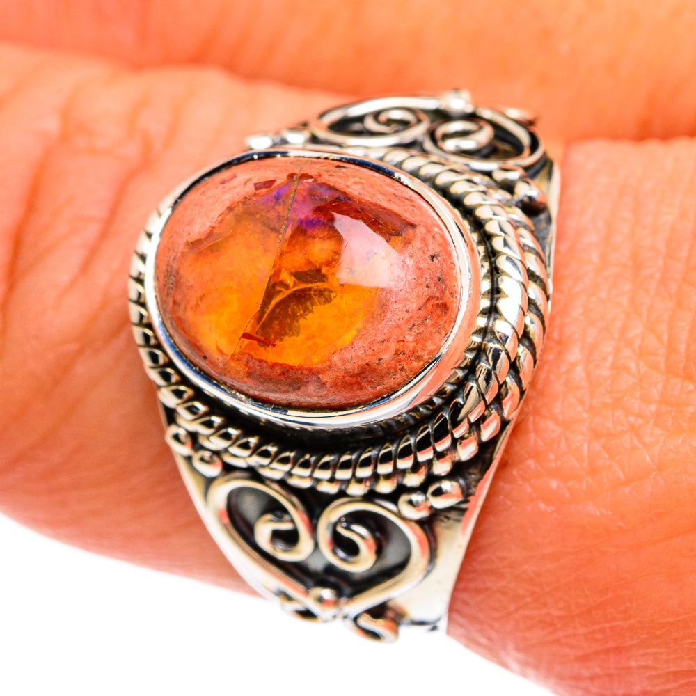 Mexican Fire Opal Rings handcrafted by Ana Silver Co - RING80434