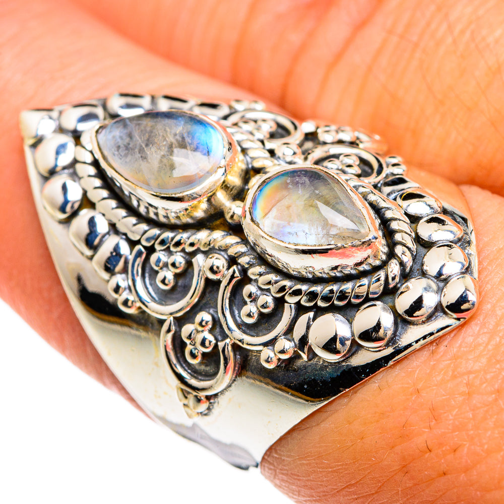 Rainbow Moonstone Rings handcrafted by Ana Silver Co - RING80456