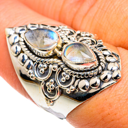 Rainbow Moonstone Rings handcrafted by Ana Silver Co - RING80456