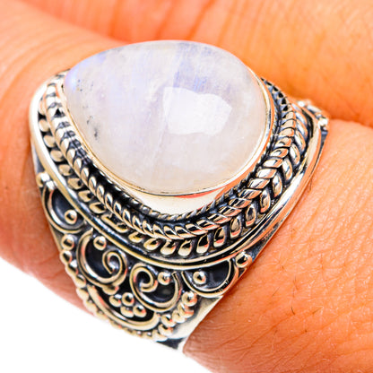 Rainbow Moonstone Rings handcrafted by Ana Silver Co - RING80479