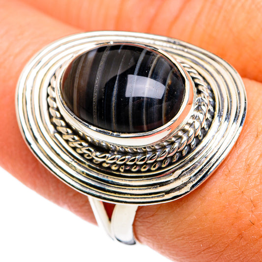 Black Banded Agate Rings handcrafted by Ana Silver Co - RING80499