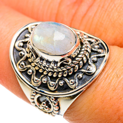 Rainbow Moonstone Rings handcrafted by Ana Silver Co - RING80503