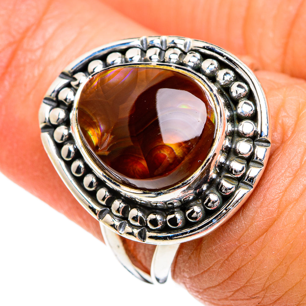 Mexican Fire Agate Rings handcrafted by Ana Silver Co - RING80514